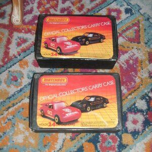 TWO ~ VINTAGE 80s MATCHBOX OFFICIAL COLLECTORS CARRY CASE TRAYS FOR 24 CARS 1983